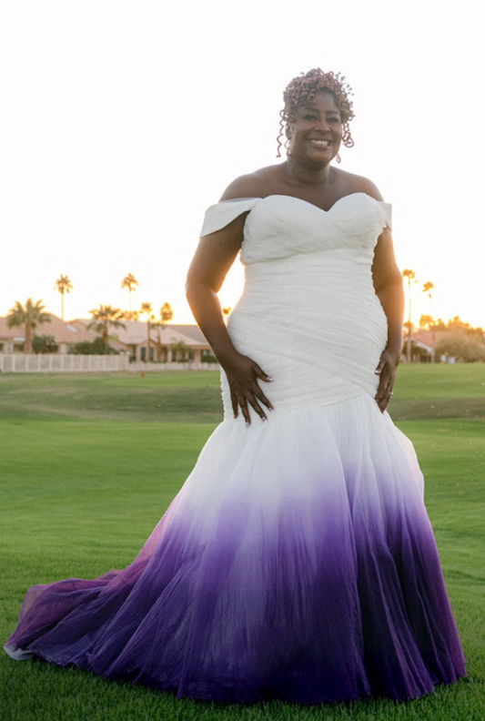 Gerri TC2316: Tulle fit and flare wedding dress with detachable off-shoulder sleeves